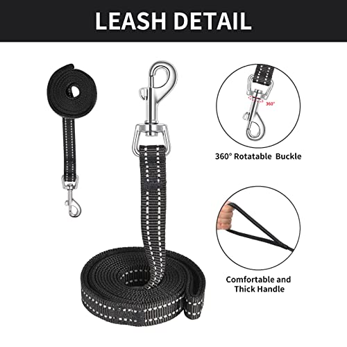 AMTOR Dog Harness with Leash Set, No Pull Reflective Step-in Harness for X-Large Dogs, Black/White, Chest 18.5-21 Inches
