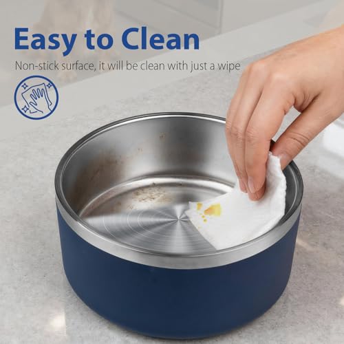 AMYUBEBY Stainless Steel Dog Bowl – 32oz Non-Slip, Dishwasher Safe, Navy