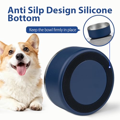 AMYUBEBY Stainless Steel Dog Bowl – 32oz Non-Slip, Dishwasher Safe, Navy