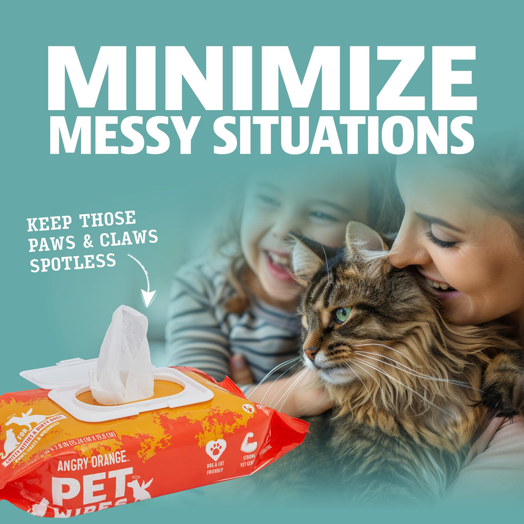 Angry Orange Unscented Pet Wipes 320 Count – Hypoallergenic, Fragrance-Free with Aloe & Chamomile for Dogs and Cats