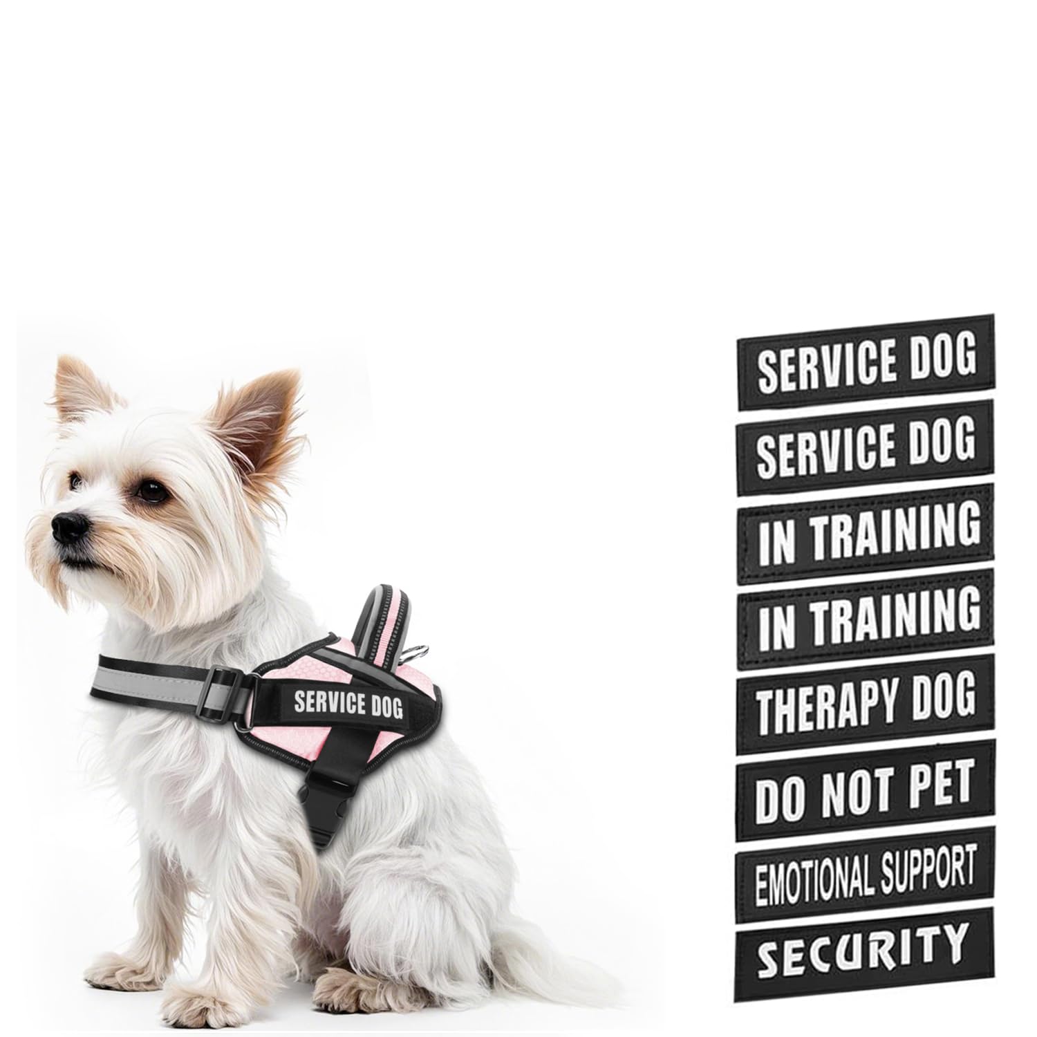 Animire Dog Vest Harness and Patches Set - Pink XX-Small (Chest 12-15 inches) with 8 Training Patches