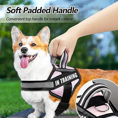 Animire Dog Vest Harness and Patches Set - Pink XX-Small (Chest 12-15 inches) with 8 Training Patches