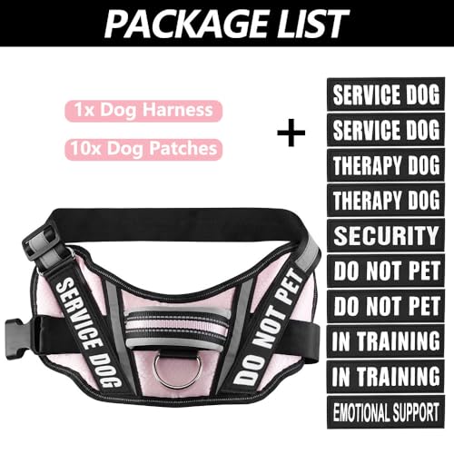 Animire Dog Vest Harness and Patches Set - Pink XX-Small (Chest 12-15 inches) with 8 Training Patches