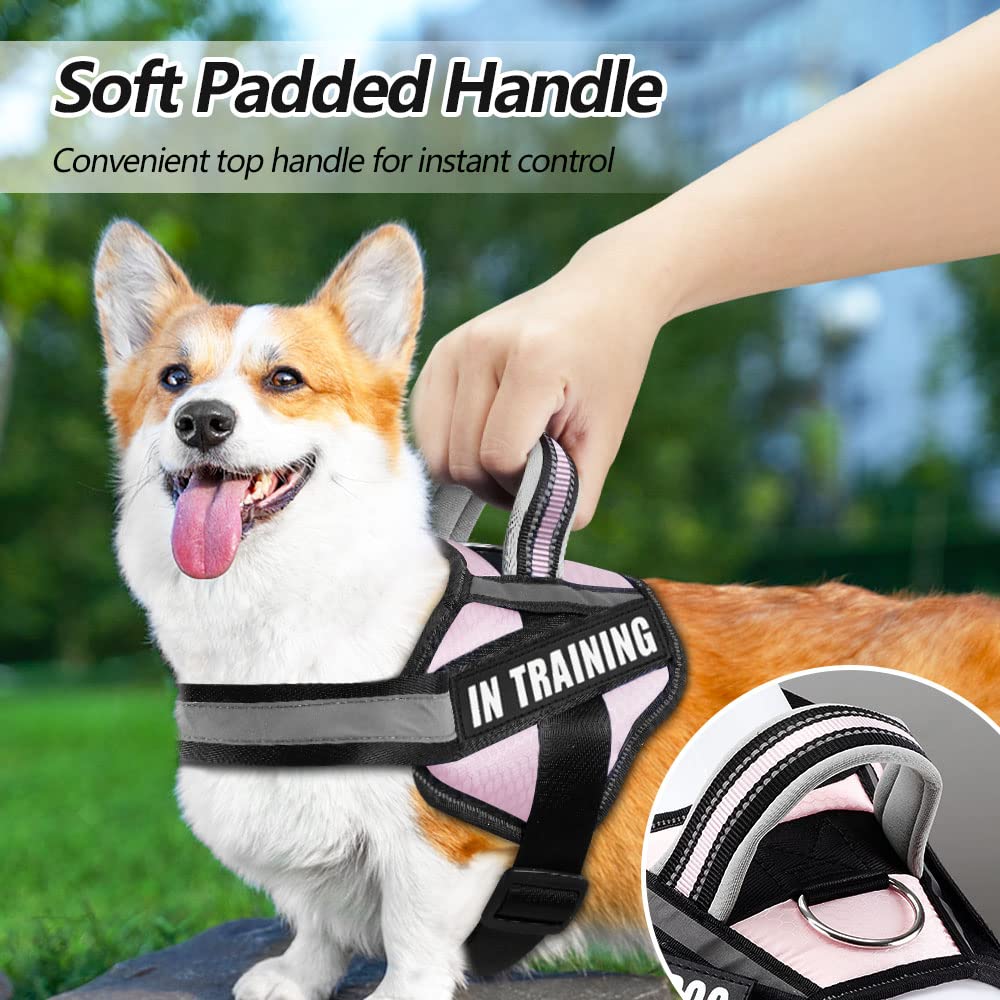 Animire Dog Vest Harness and Patches Set - Pink XX-Small (Chest 12-15 inches) with 8 Training Patches