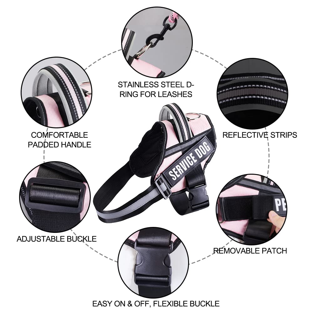Animire Dog Vest Harness and Patches Set - Pink XX-Small (Chest 12-15 inches) with 8 Training Patches