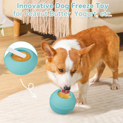 Animire Freezable Dog Lick Toy – Stuffable Wobbly Enrichment for Boredom Relief (Teal Blue, Small)