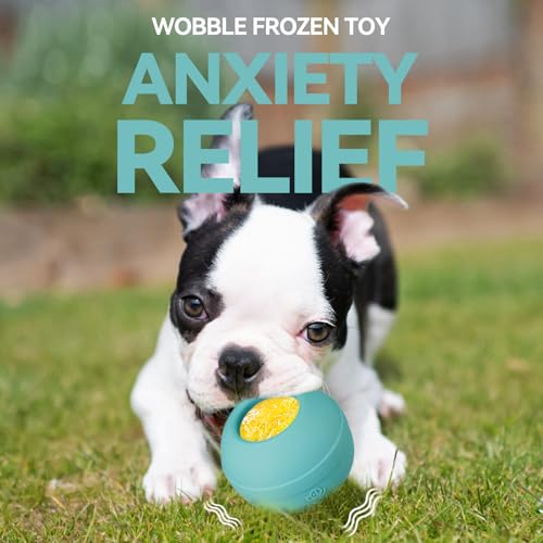 Animire Freezable Dog Lick Toy – Stuffable Wobbly Enrichment for Boredom Relief (Teal Blue, Small)