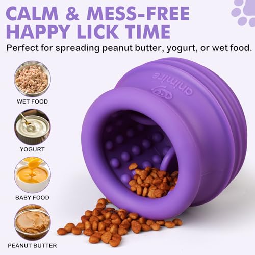 Animire Wobbly Treat Dispensing Dog Toy - Small Purple Interactive Puzzle for Boredom, Frozen Lick Toy