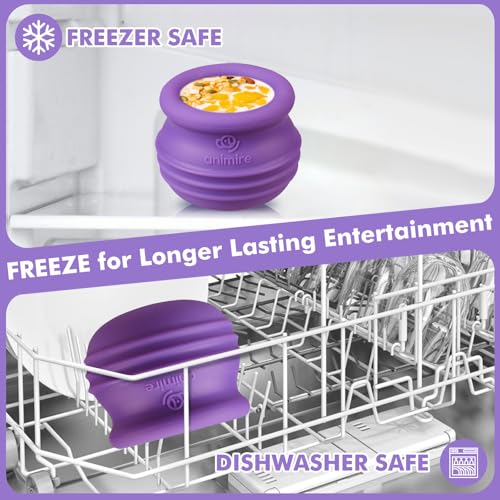 Animire Wobbly Treat Dispensing Dog Toy - Small Purple Interactive Puzzle for Boredom, Frozen Lick Toy
