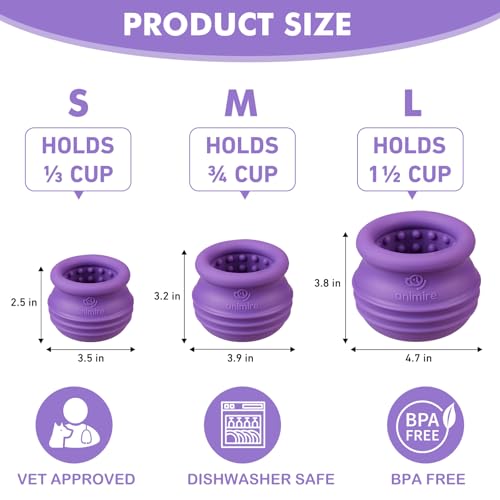 Animire Wobbly Treat Dispensing Dog Toy - Small Purple Interactive Puzzle for Boredom, Frozen Lick Toy