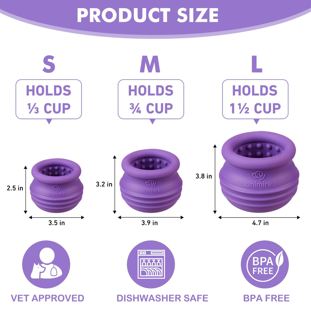 Animire Wobbly Treat Dispensing Dog Toy - Small Purple Interactive Puzzle for Boredom, Frozen Lick Toy