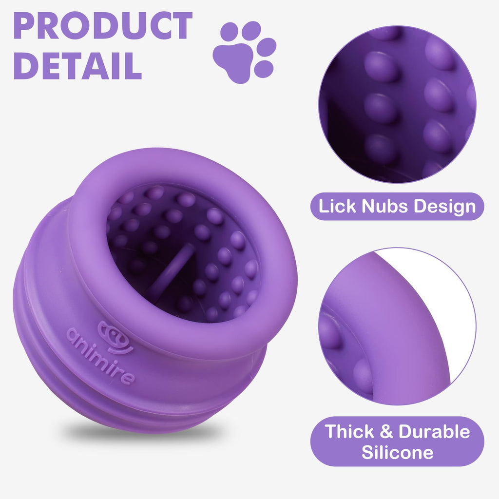 Animire Wobbly Treat Dispensing Dog Toy - Small Purple Interactive Puzzle for Boredom, Frozen Lick Toy