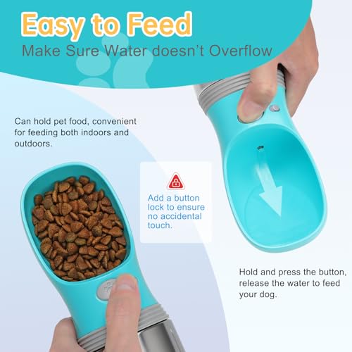 Anipaw Portable Dog Water Bottle with Food Container – 14 oz Stainless Steel Leak-Proof Design for Travel