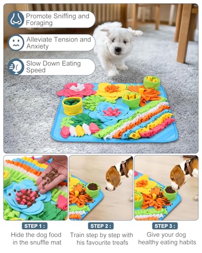 Ankilo Snuffle Mat for Dogs - 20x20 Inch Large Feeding Mat with Non-Slip Bottom, Machine Washable