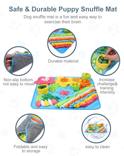 Ankilo Snuffle Mat for Dogs - 20x20 Inch Large Feeding Mat with Non-Slip Bottom, Machine Washable