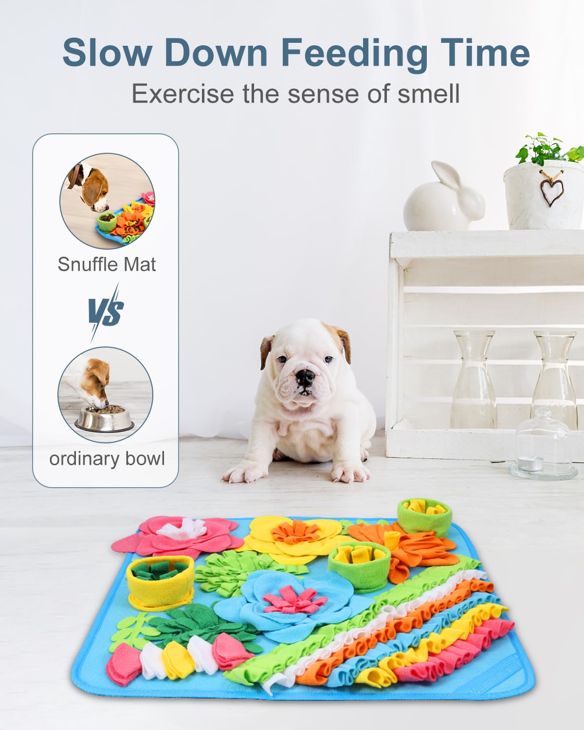 Ankilo Snuffle Mat for Dogs - 20x20 Inch Large Feeding Mat with Non-Slip Bottom, Machine Washable