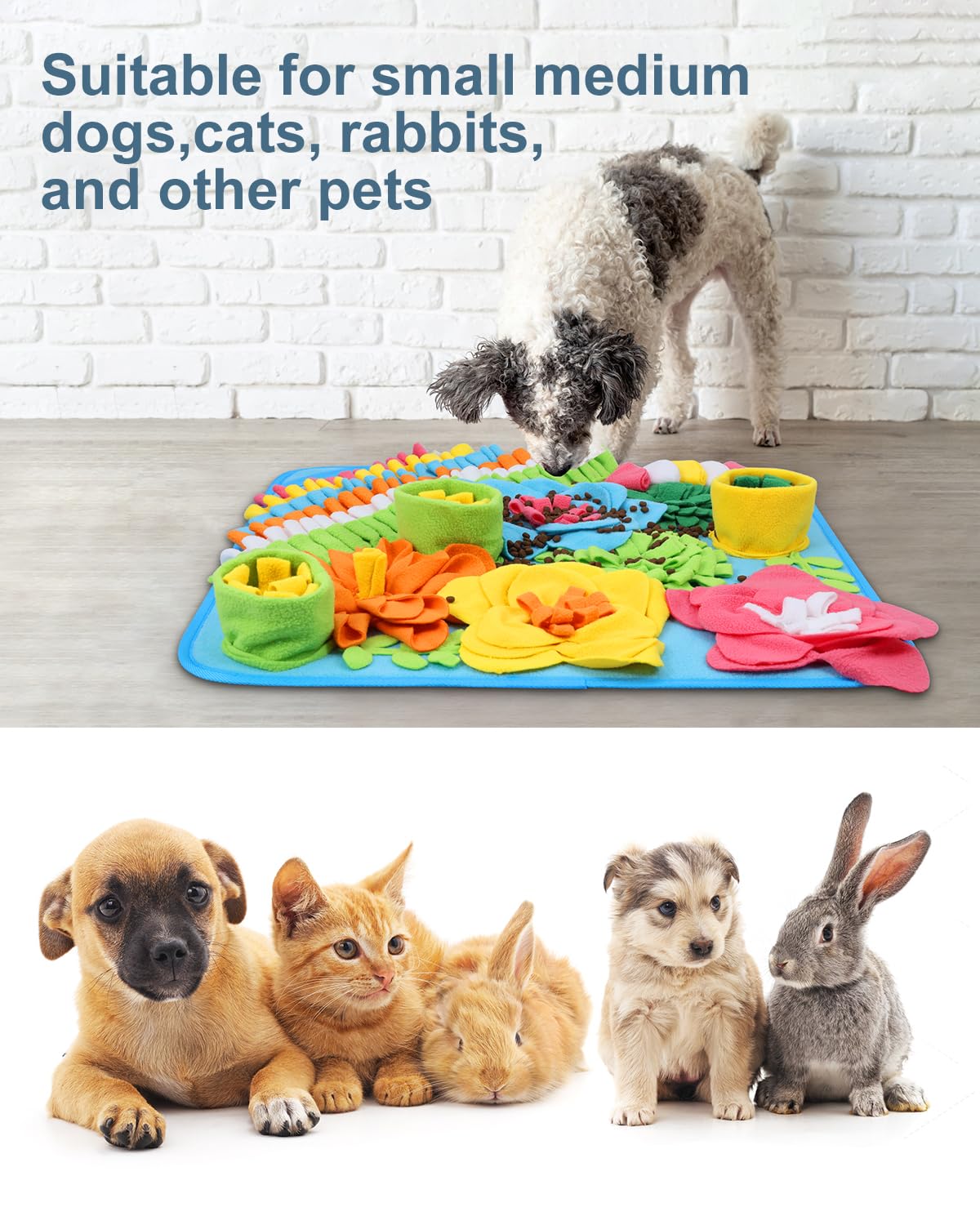 Ankilo Snuffle Mat for Dogs - 20x20 Inch Large Feeding Mat with Non-Slip Bottom, Machine Washable