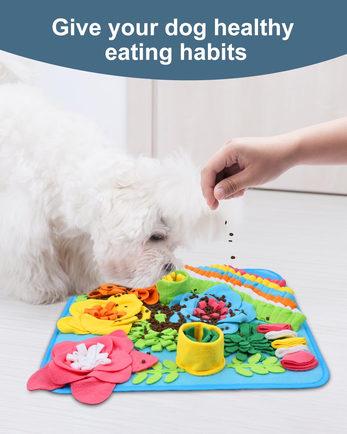 Ankilo Snuffle Mat for Dogs - 20x20 Inch Large Feeding Mat with Non-Slip Bottom, Machine Washable