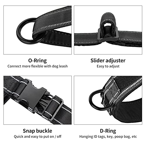Annchwool No Pull Dog Harness Size S (Black) – Padded, Reflective, with Two Rings & Patches