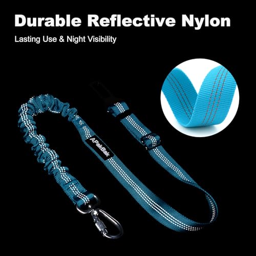 APAKBAK Dog Seat Belt for Car - Adjustable with Locking Hook & Reflective Strap, Light Blue