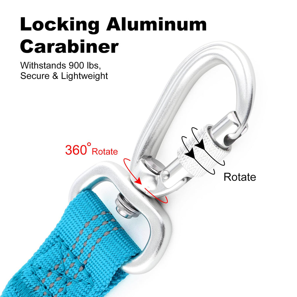 APAKBAK Dog Seat Belt for Car - Adjustable with Locking Hook & Reflective Strap, Light Blue