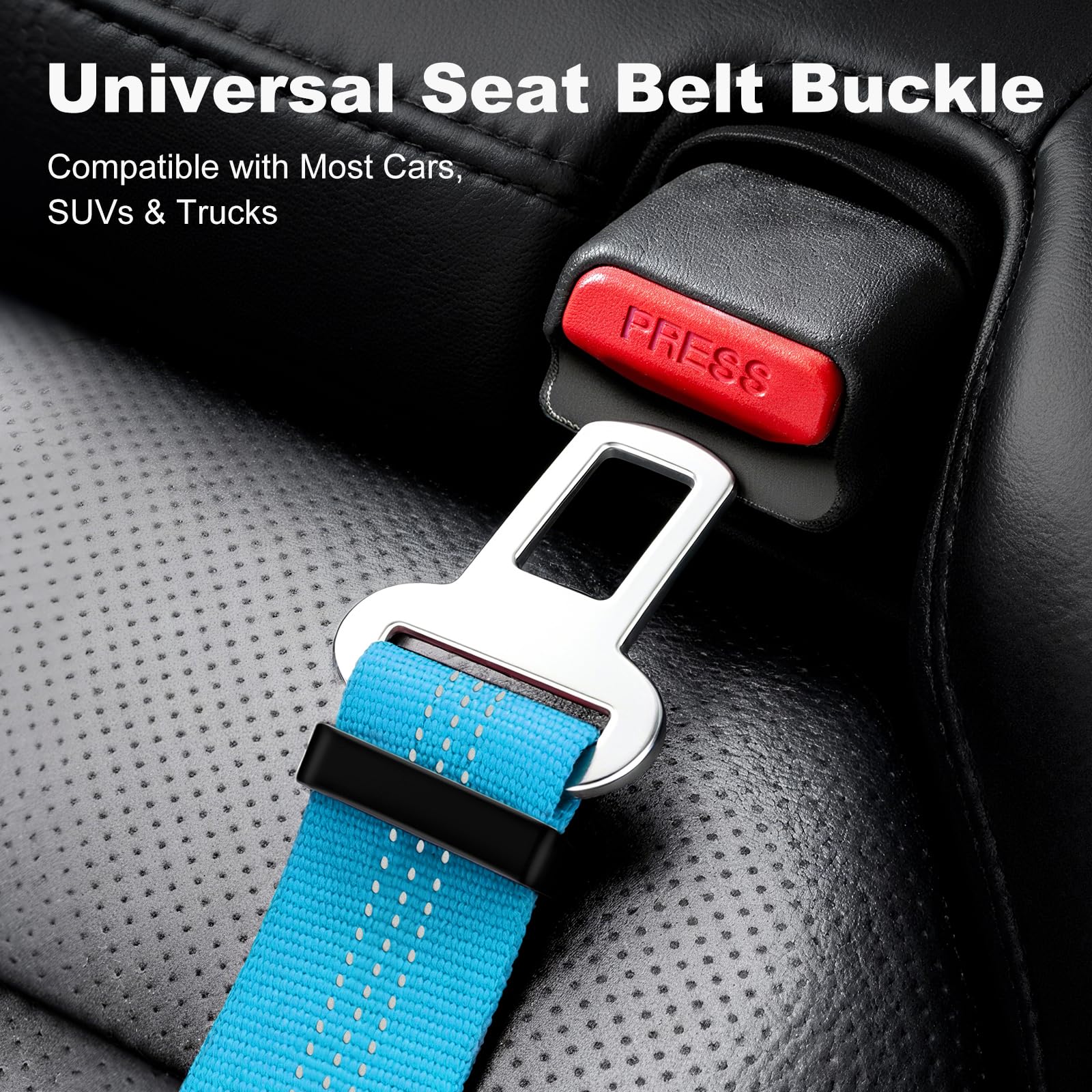 APAKBAK Dog Seat Belt for Car - Adjustable with Locking Hook & Reflective Strap, Light Blue
