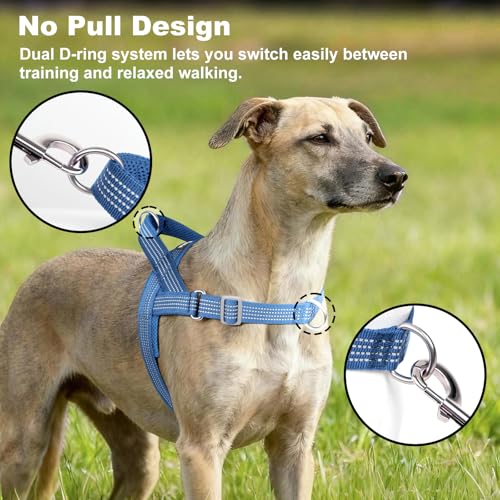 APAKBAK No Pull Dog Harness Blue Size S – Soft Mesh Padded Reflective with Handle & Front Clip for Small Dogs
