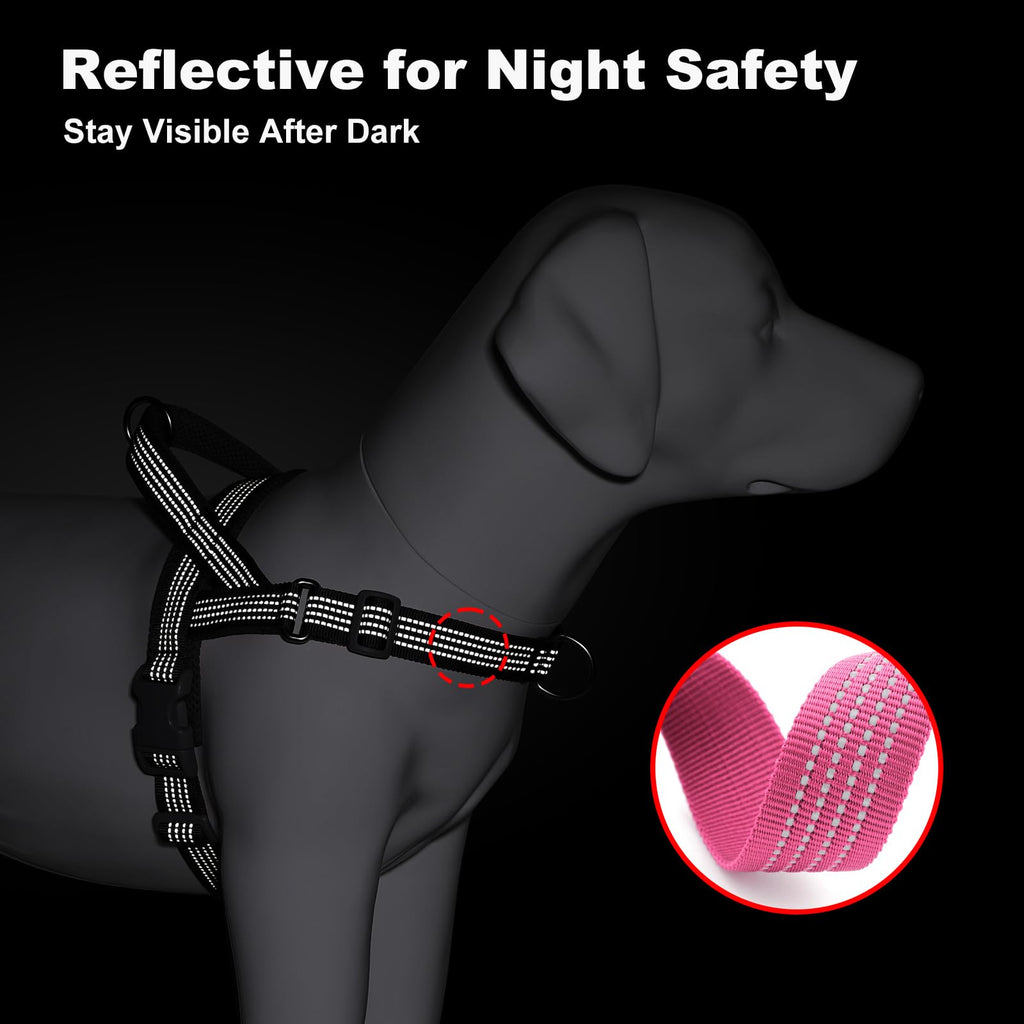 APAKBAK No Pull Dog Harness with Handle – Reflective, Adjustable, Front Clip for Training and Walking (Pink, L)