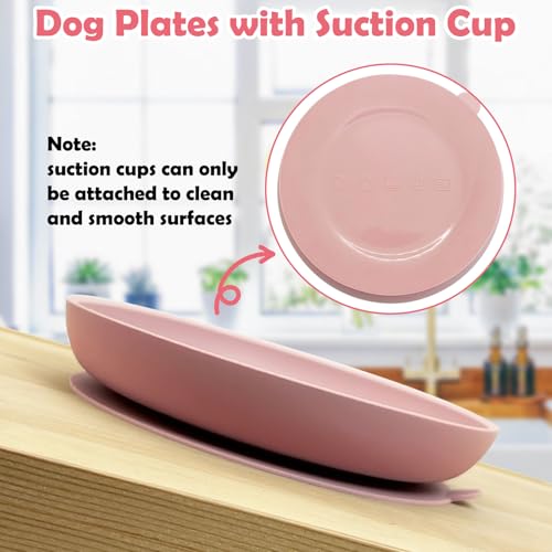 Apatal Silicone Dog Bowl Set of 2 – No-Spill Suction Cup Pet Bowls for Small & Medium Dogs, Pink