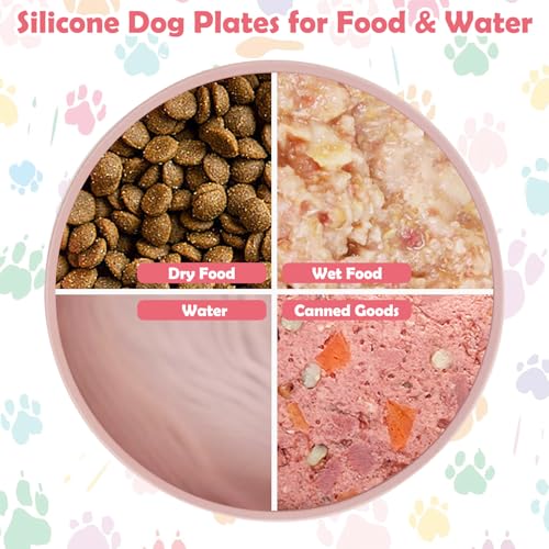 Apatal Silicone Dog Bowl Set of 2 – No-Spill Suction Cup Pet Bowls for Small & Medium Dogs, Pink