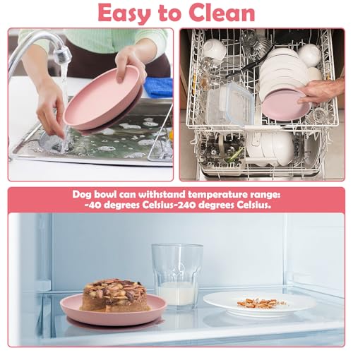 Apatal Silicone Dog Bowl Set of 2 – No-Spill Suction Cup Pet Bowls for Small & Medium Dogs, Pink