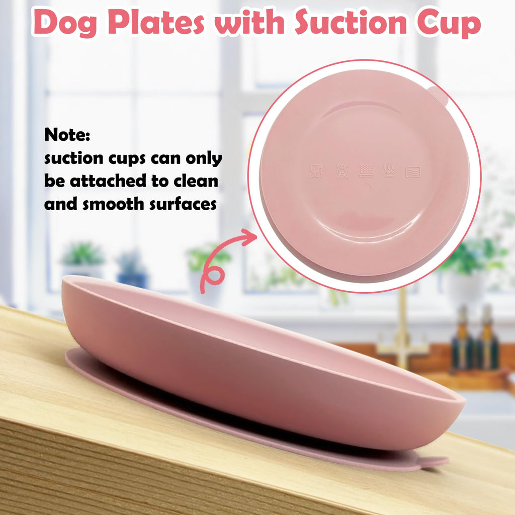 Apatal Silicone Dog Bowl Set of 2 – No-Spill Suction Cup Pet Bowls for Small & Medium Dogs, Pink
