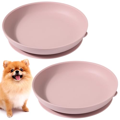 Apatal Silicone Dog Bowl Set of 2 – No-Spill Suction Cup Pet Bowls for Small & Medium Dogs, Pink