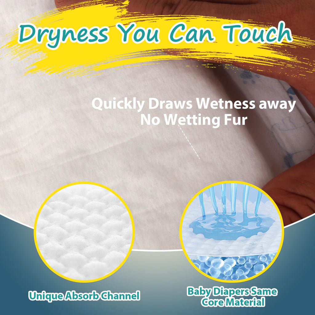 Apupmeo Disposable Dog Diaper Liners (20 Pack) - Size S - Cotton Booster Pads for Male/Female Dogs