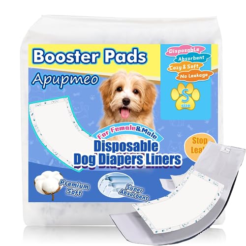 Apupmeo Disposable Dog Diaper Liners (20 Pack) - Size S - Cotton Booster Pads for Male/Female Dogs