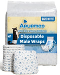 Apupmeo Medium Male Dog Diapers - Disposable Belly Bands, Super Absorbent, Leak-Proof, 20 Count