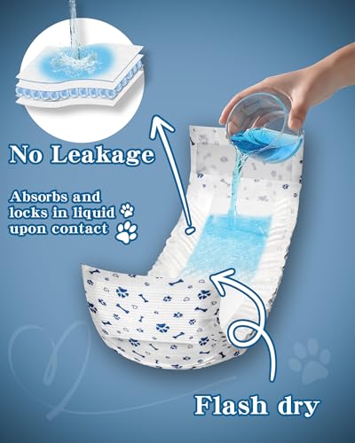 Apupmeo Medium Male Dog Diapers - Disposable Belly Bands, Super Absorbent, Leak-Proof, 20 Count