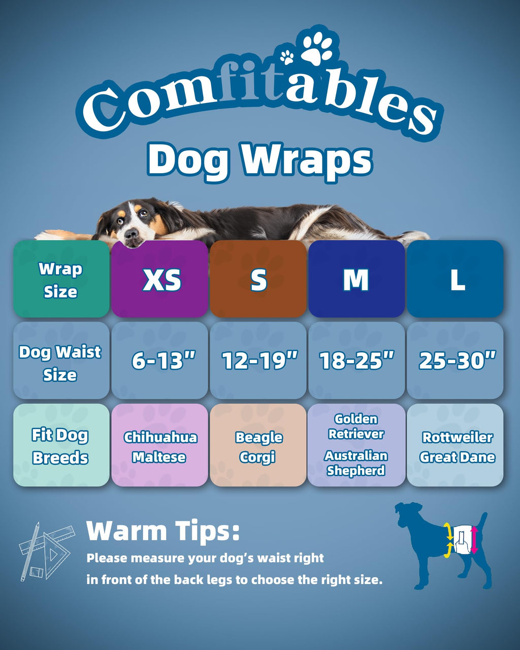 Apupmeo Medium Male Dog Diapers - Disposable Belly Bands, Super Absorbent, Leak-Proof, 20 Count