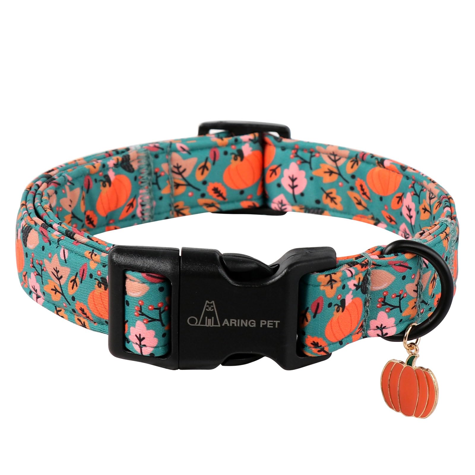 ARING PET Fall Dog Collar – Cute Autumn Pumpkin Maple Leaves, Quick Release Buckle, Adjustable 16-24 inches for Small to Large Dogs