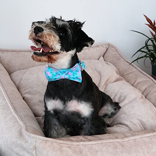 ARING PET Flamingo Dog Collar – Cotton Collar with Bow Tie, Adjustable Summer Bowtie for Small to Large Dogs