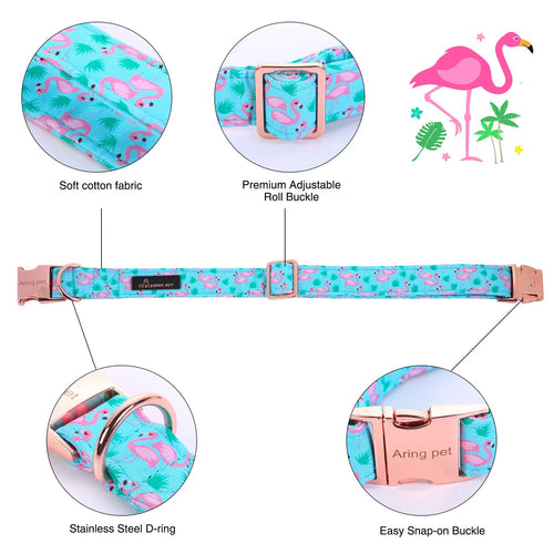 ARING PET Flamingo Dog Collar – Cotton Collar with Bow Tie, Adjustable Summer Bowtie for Small to Large Dogs