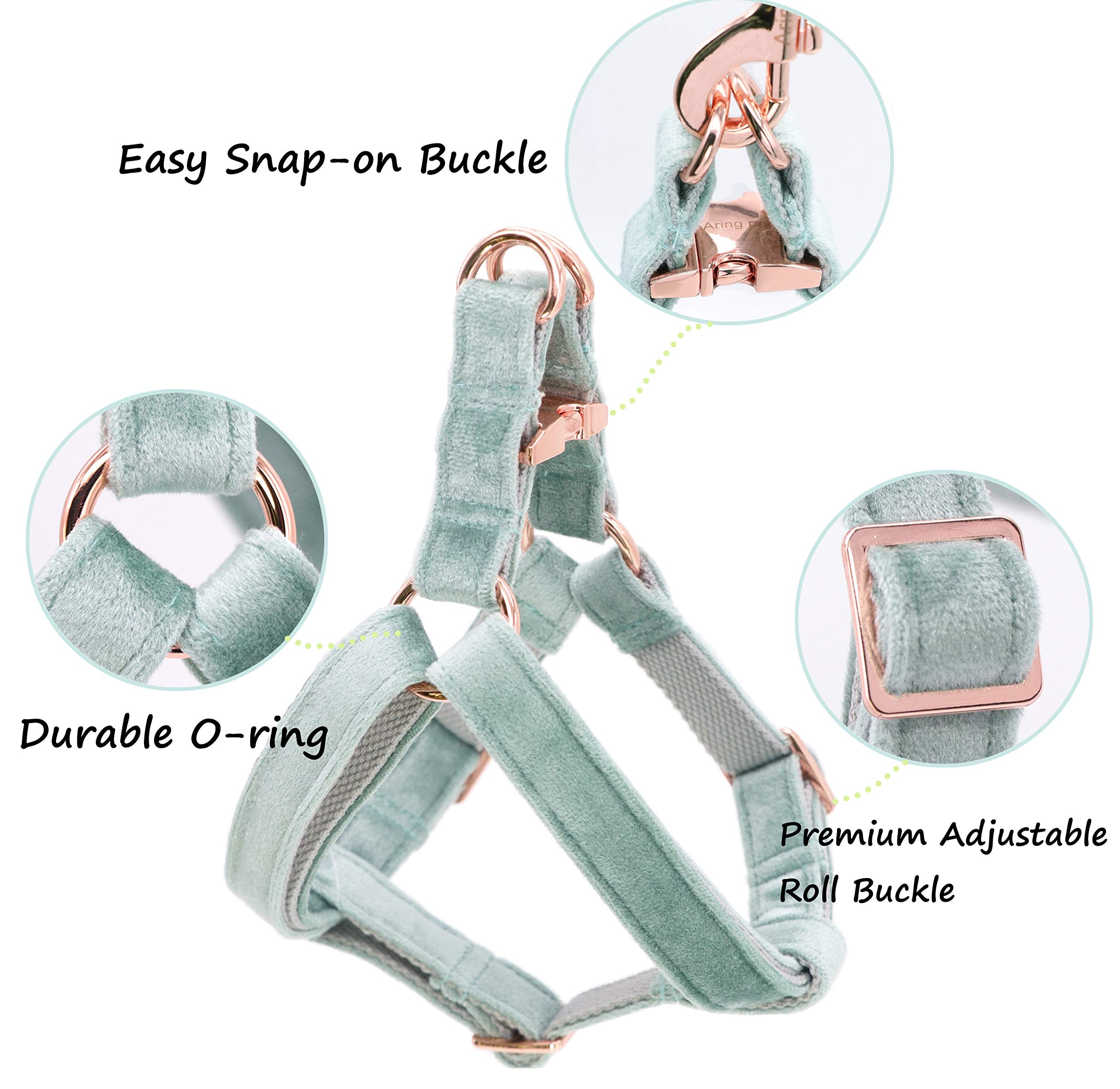 ARING PET Velvet Dog Halter Harness X-Small - No-Pull Adjustable Harness for Small Dogs
