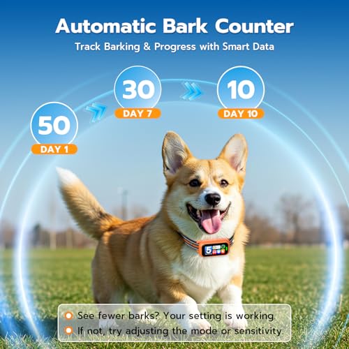 ATWHTE Smart Bark Collar for Dogs 8-100 lbs with AirTag Holder, 5 Modes, Waterproof, 20-Day Battery