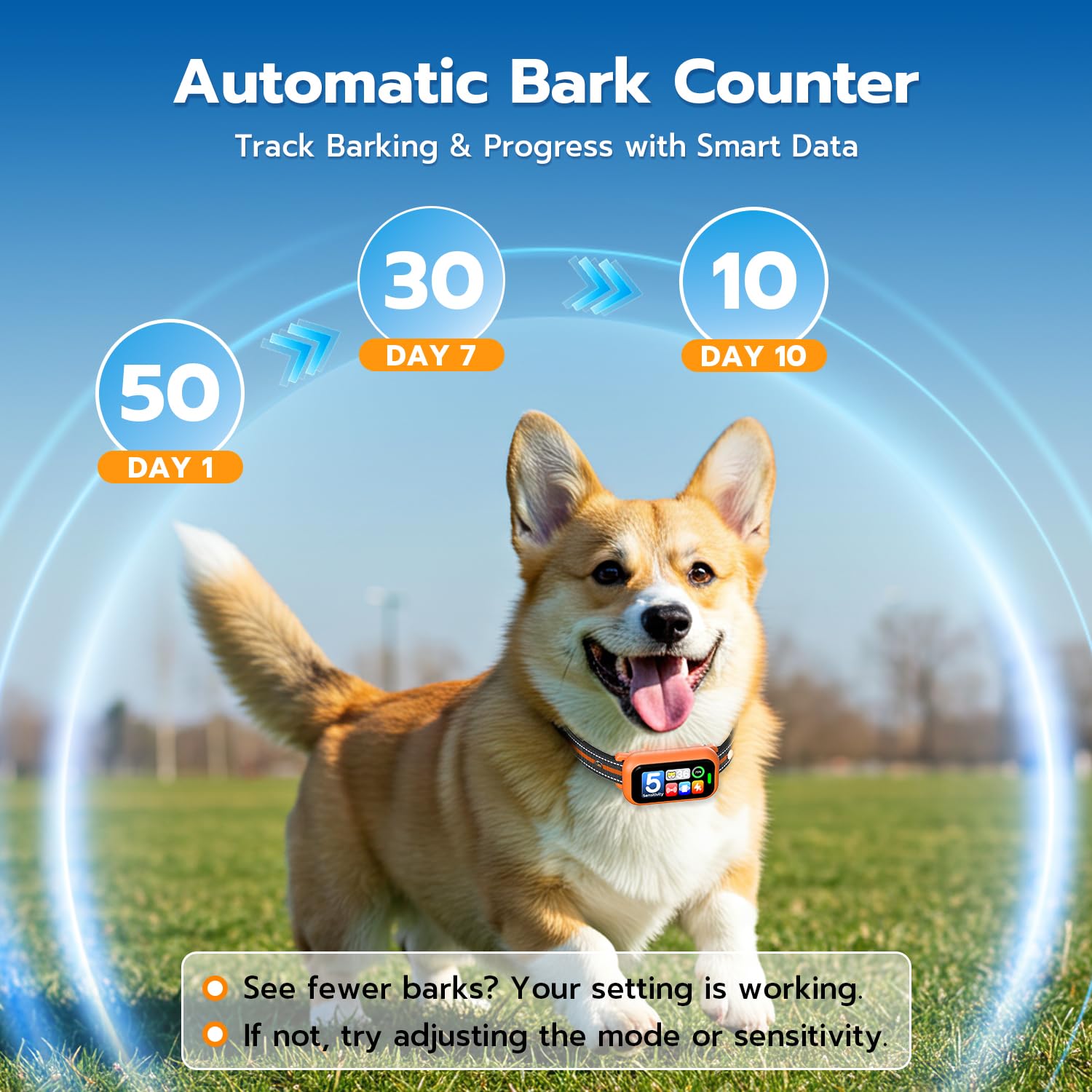 ATWHTE Smart Bark Collar for Dogs 8-100 lbs with AirTag Holder, 5 Modes, Waterproof, 20-Day Battery