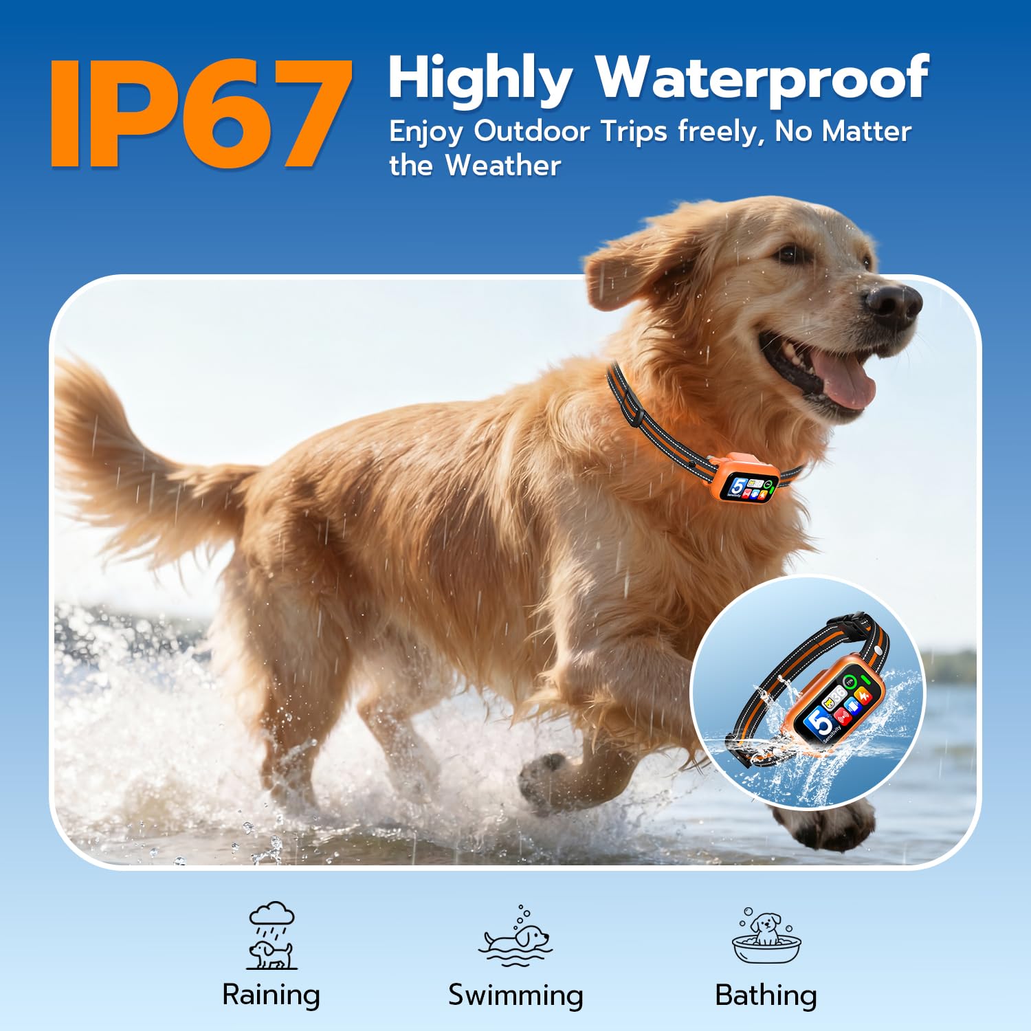 ATWHTE Smart Bark Collar for Dogs 8-100 lbs with AirTag Holder, 5 Modes, Waterproof, 20-Day Battery