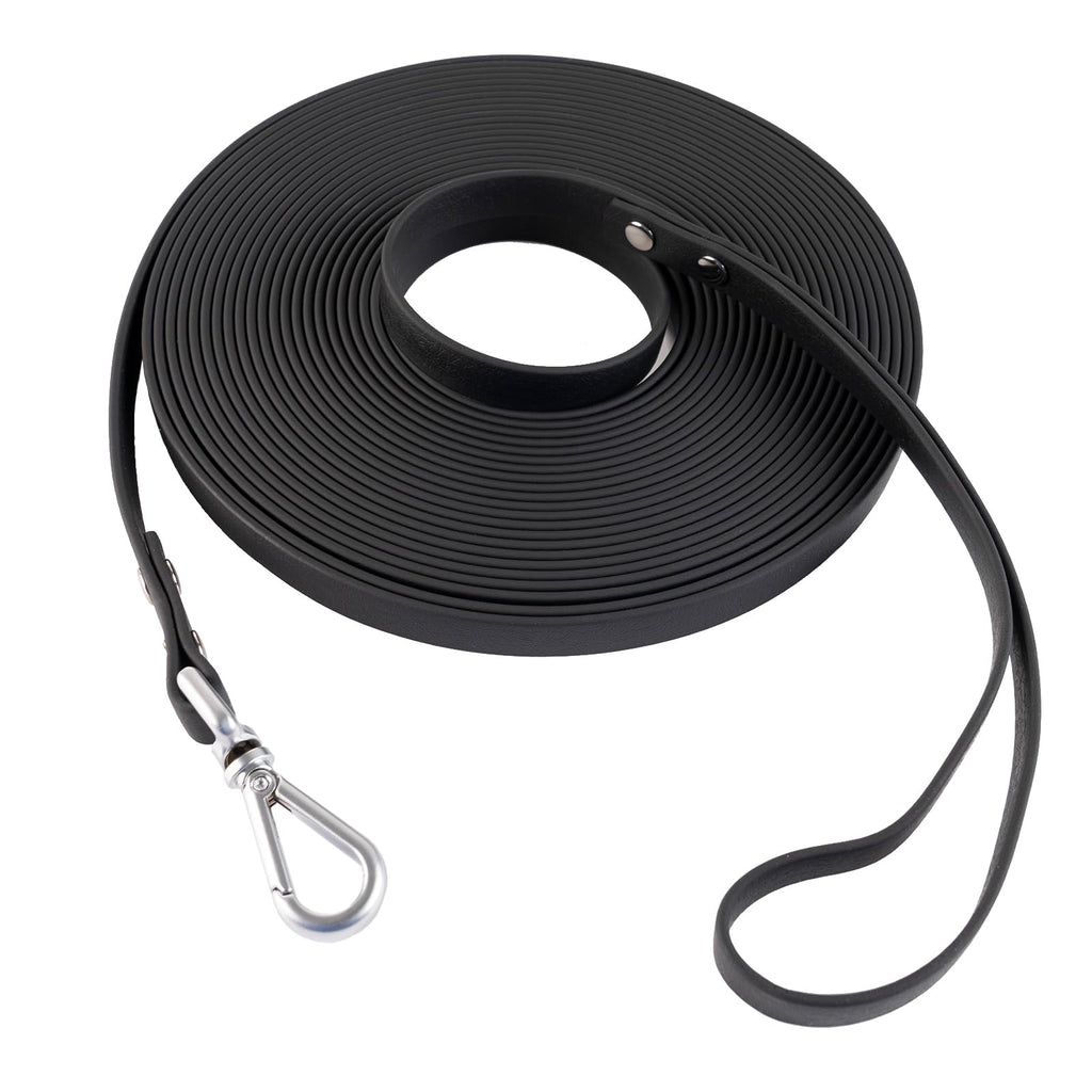 AUMAILI 30ft Dog Training Long Leash - Waterproof, Heavy Duty, Recall Lead for Outdoor Use - Black