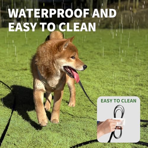 AUMAILI 30ft Dog Training Long Leash - Waterproof, Heavy Duty, Recall Lead for Outdoor Use - Black