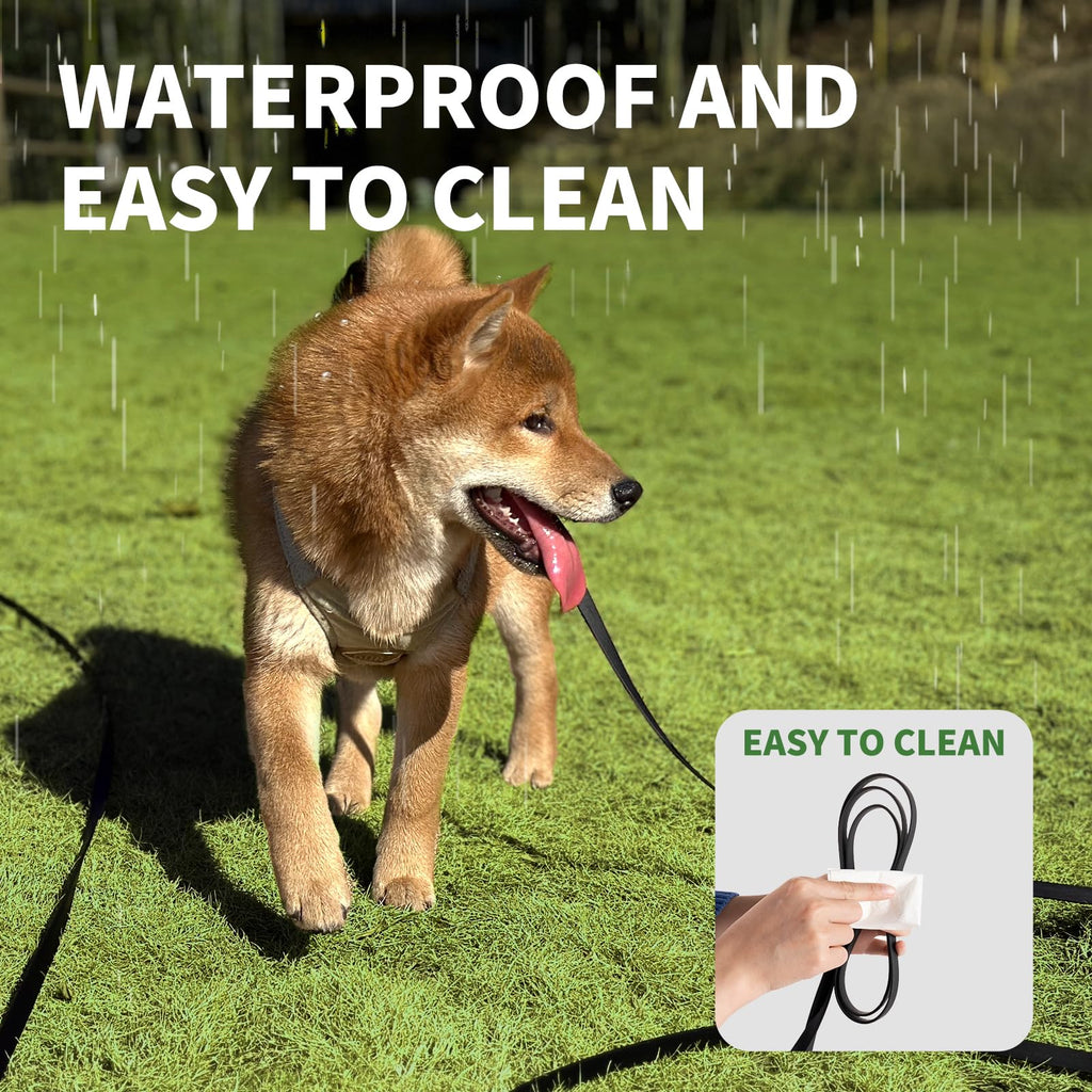AUMAILI 30ft Dog Training Long Leash - Waterproof, Heavy Duty, Recall Lead for Outdoor Use - Black