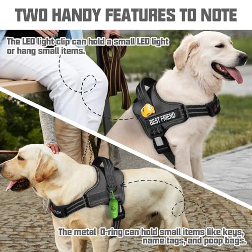 AUROTH No Pull Dog Harness and Leash Set – Reflective, Adjustable, Easy On/Off, Medium, Black