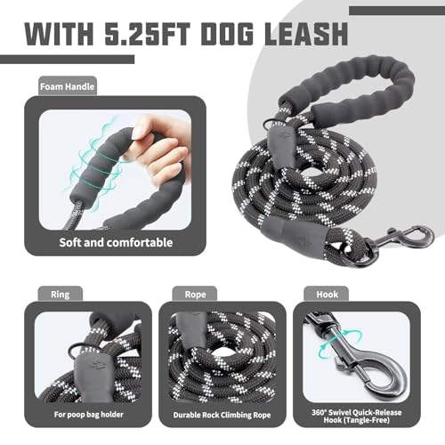 AUROTH No Pull Dog Harness and Leash Set – Reflective, Adjustable, Easy On/Off, Medium, Black